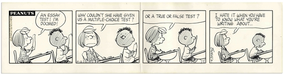 Charles Schulz Hand-Drawn Peanuts Strip From 1970 -- Featuring Franklin & Peppermint Patty